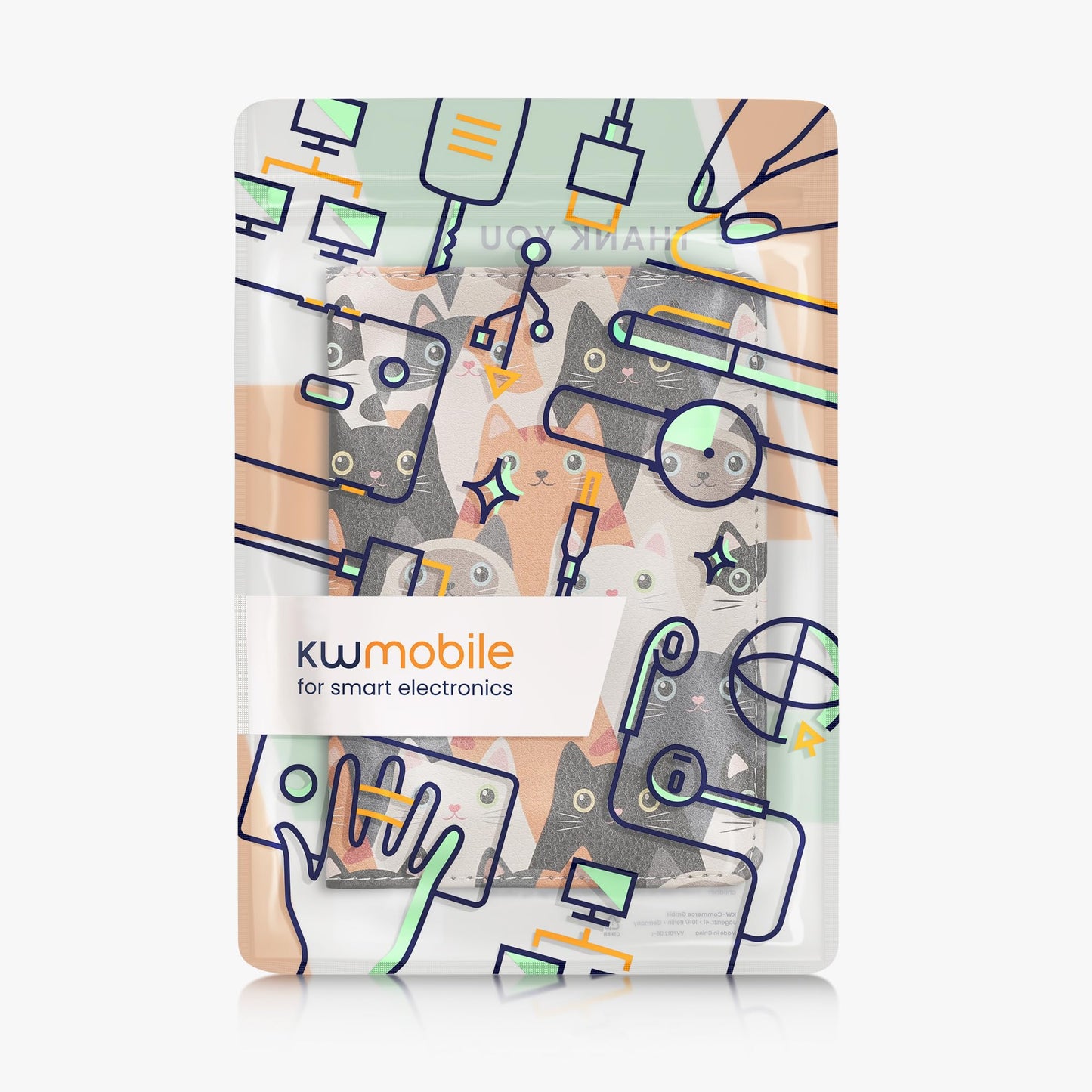 kwmobile Registration and Insurance Holder - Car Document Holder for Vehicle Documents and Cards - PU Leather with Design - Orange/Black/White