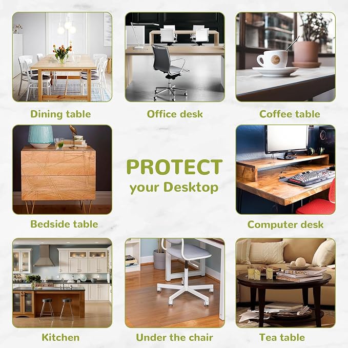 18 x 48 Inch Clear Table Cover Protector, Clear Desk Mat, Table Protector, 1.5mm Plastic Table Cover, Vinyl Table Protector, Desk Mats on Top