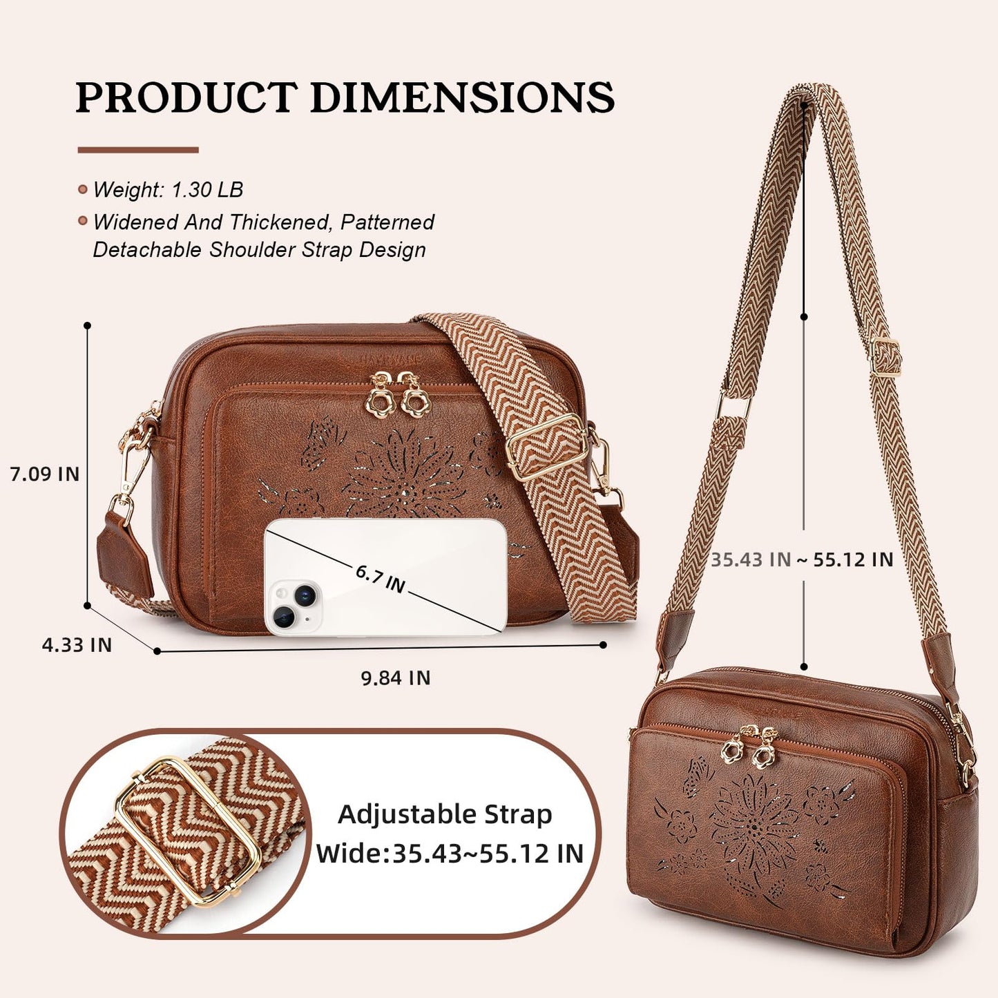 HAYRVANE Crossbody Bags for Women, Vegan Leather Crossbody Purses Shoulder Handbags with Built-in Wallet