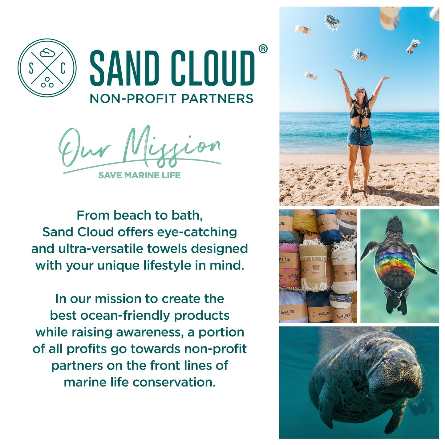 Sand Cloud Large Turkish Beach Towel - Sand Resistant - Fast Drying -100% Certified Organic Turkish Cotton Yarn - Great for Beach Bath or as a Blanket - As Seen on Shark Tank - Gocek (Mint) 37x69