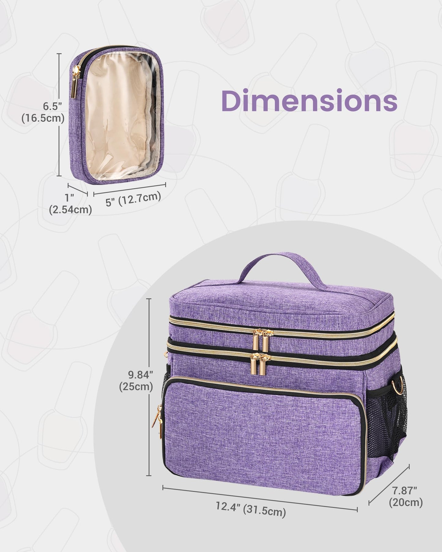 Hautton Large Sewing Ogranizers, 2 Layer Storage Bag for Sewing Supplies with 2 Detachable Pouches Sewing Bag with Shoulder Strap (Bag ONLY) -Purple