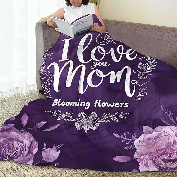 Throw Blanket, Vintage Purple Roses Throw Blankets for Adult Kids Boys Girls, for Mom Bed Couch Sofa 50x60 Inches