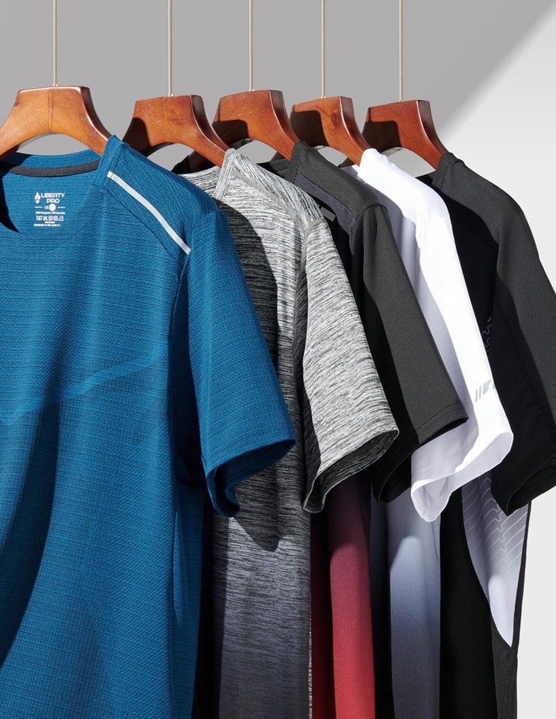 5 Pack Men’s Active Quick Dry Crew Neck T Shirts | Athletic Running Gym Workout Short Sleeve Tee Tops Bulk (Set 20, Large)