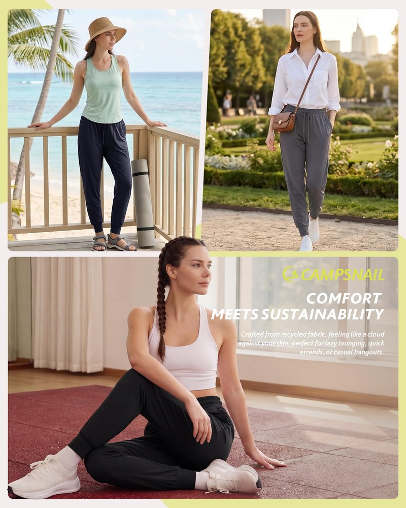 CAMPSNAIL Joggers for Women with Pockets - 27"/20" Womens Sweatpants Yoga Lounge Relaxed-fit Pants for Workout Running