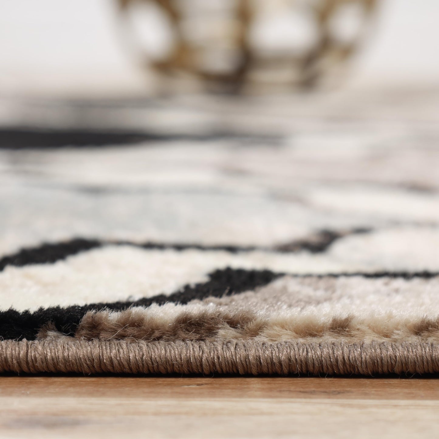 Superior Indoor Runner Rug, Jute Backing, Modern Plush Rugs for Hallway, Living, Dining Room, Office, Kitchen, Geometric Trellis Floor Decor, Viking Collection, 2' 7" x 10', Ivory