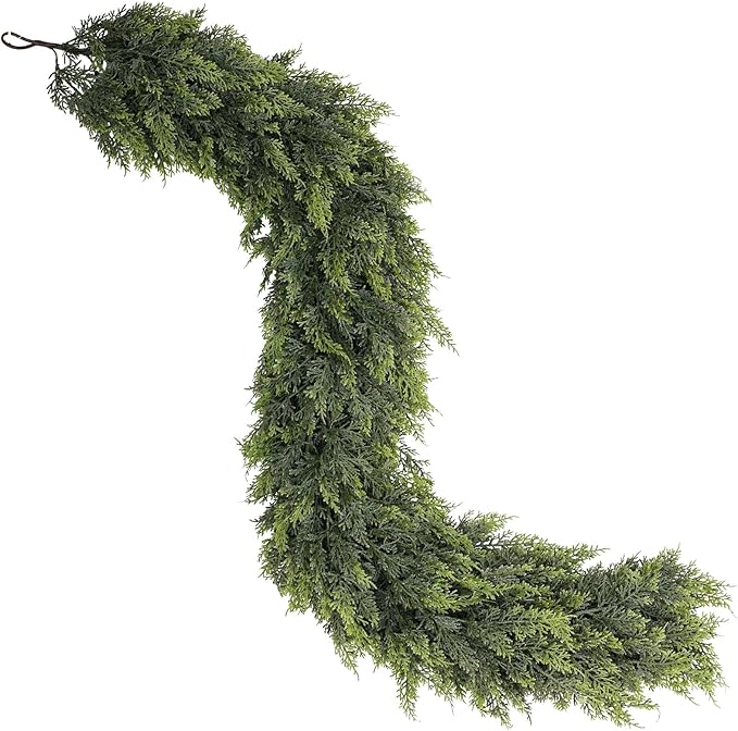 5FT Real Touch Cedar Garland for Fireplace - Artificial Christmas Garlands Realistic Faux Greenery Fake Pine Needles Garland for Holiday,Table, Window,Mantel,Stairs, Home,Indoor Outdoor Decor (1PCS)