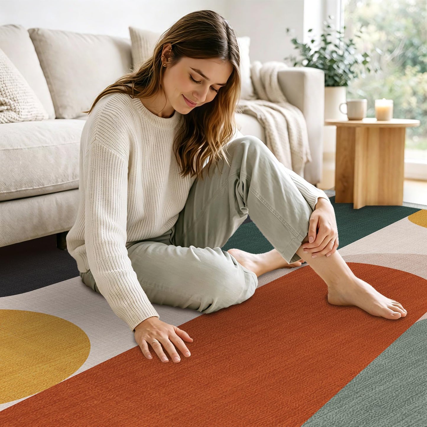 Cryvera 2x6 Boho Colorful Geometric Runner Rug for Kitchen Entryway Hallway Bohemian Abstract Modern Area Rug Machine Washable Non-Slip Carpet for Bedroom Bathroom Bedside Entrance