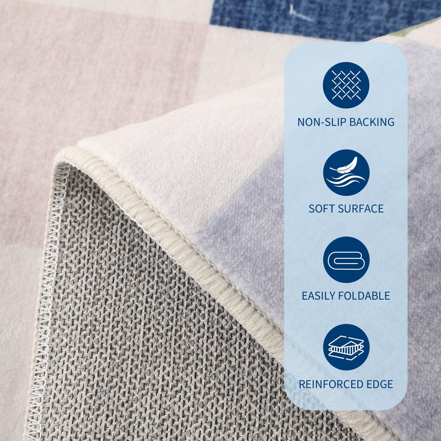 GarveeHome Checkered Nursery Kids Boy Playroom 5x7 Washable Rug Geometric Modern Soft Low-Pile Stain Resistant Rug for Bedroom Living Room Entryway Non-Slip TPE Backing