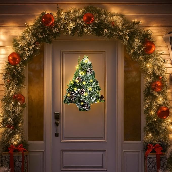 6 Pcs 13 Inch Christmas Wreath Christmas Tree Wire Wreath Metal Frame Xmas Garland DIY Craft for Holiday Wall Porch Home Decoration Front Door Chair Fireplace Hanging Decor Xmas Tree