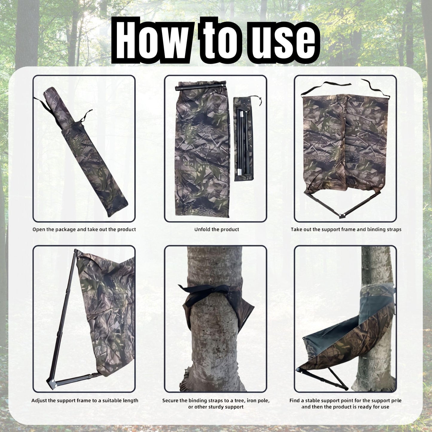 Portable Hunting Chair – Adjustable Height Silent Swivel Tree & Ground Seat, Lightweight Folding Hammock-Style Camp Chair for Deer, Turkey & Duck Hunting