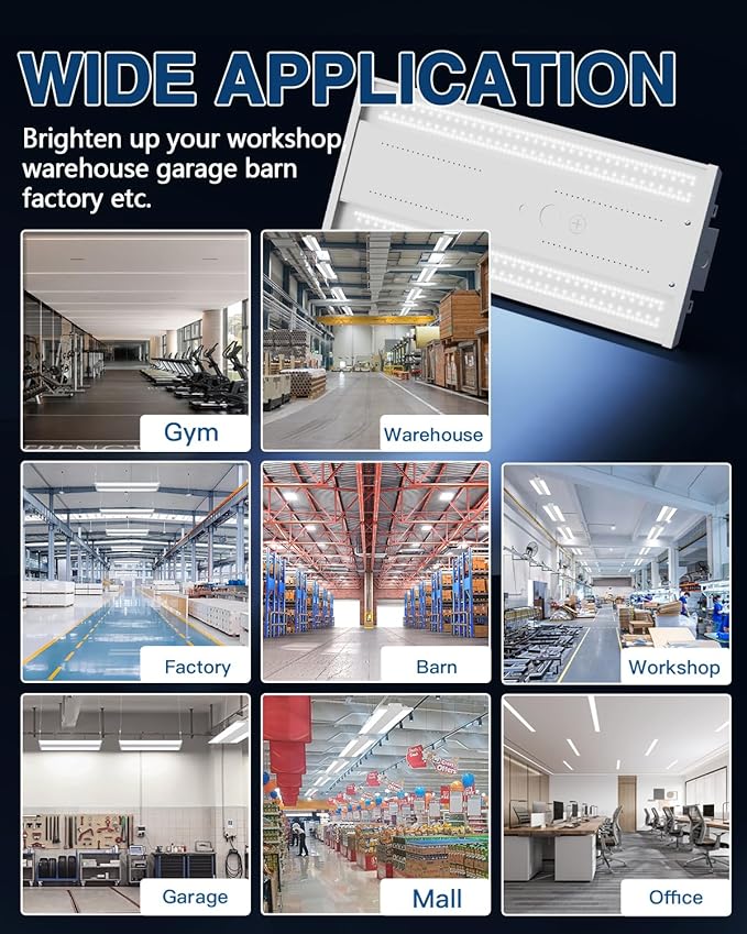 LED Linear High Bay Light 16-Pack, 300W 45000LM 0-10V Dimmable 5000K Daylight, Adjustable High Bay LED Shop Lights Lighting Fixtures for Garage Warehouse Workshop, UL