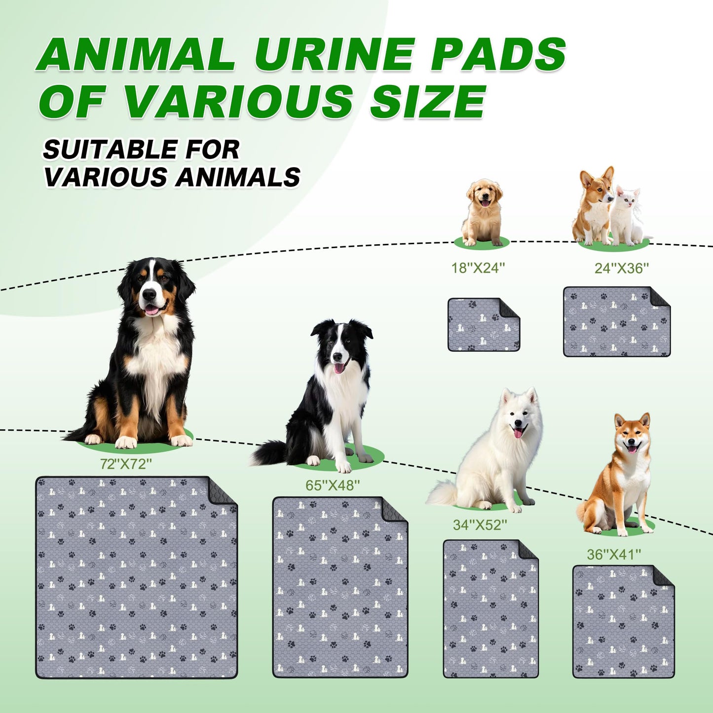 WanpeeGoo Washable Pee Pads for Dogs Mat, 2 Pack Absorbent Reusable Training Dog Pads Pet Puppy Pads, Non-Slip Potty Pads for Whelping, Playpen, Crate, Bed, Grey 24"x36"