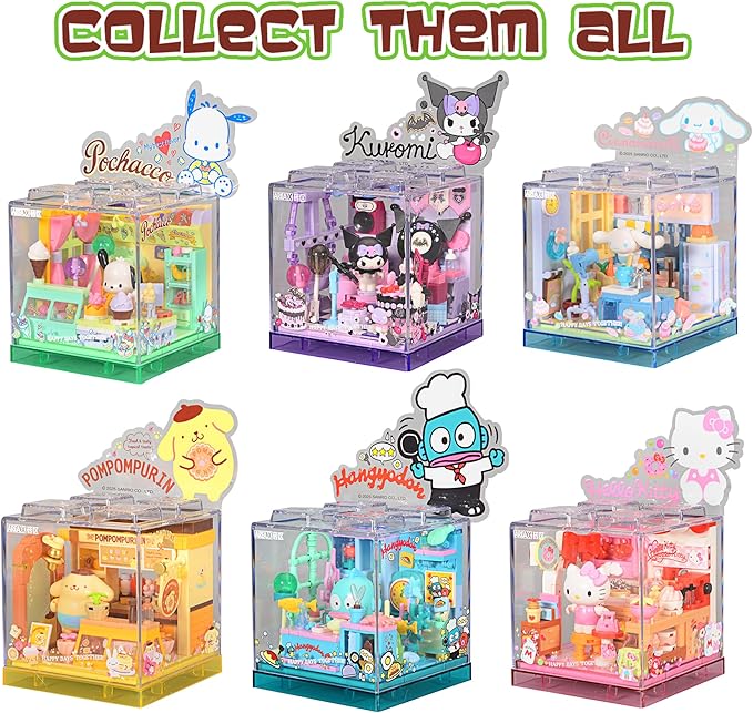 Cute Building Bricks Blocks Toys Miniature Sets with Transparent Display Fun Toy Collectible Gift for Fans Girls Birthday Party Supply Decorations Room Décor Plush Stickers Stuff Age 3 4 5 6