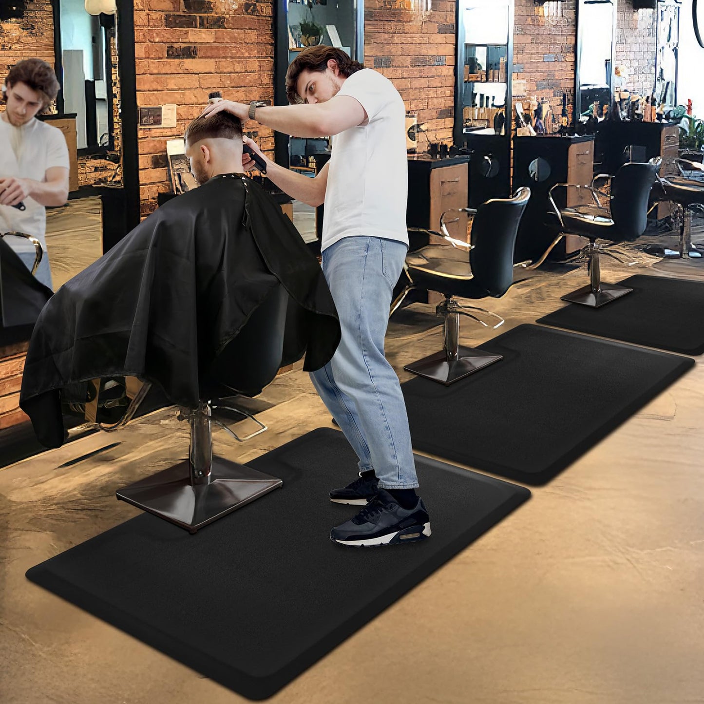 Salon Barber Floor Mat Anti Fatigue for Hairstylist Standing 3' x 4', 1/2'' Thick Comfort Matt Square Base for Salon Styling Chair, Hair Cutting Hairdressing Beauty Equipment