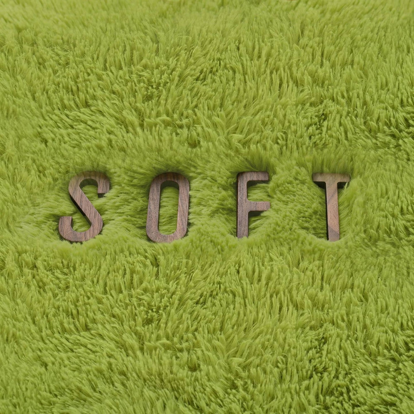 OHWPEAT 6x9 Ft Sage Green Fluffy Area Rugs, Washable Ultra Soft Faux Fur Shag Carpet with Non-Slip Backing, Faux Grass Fuzzy Plush Rug for Football Soccer Watch Parties, Game Room, Patio, Party Decor