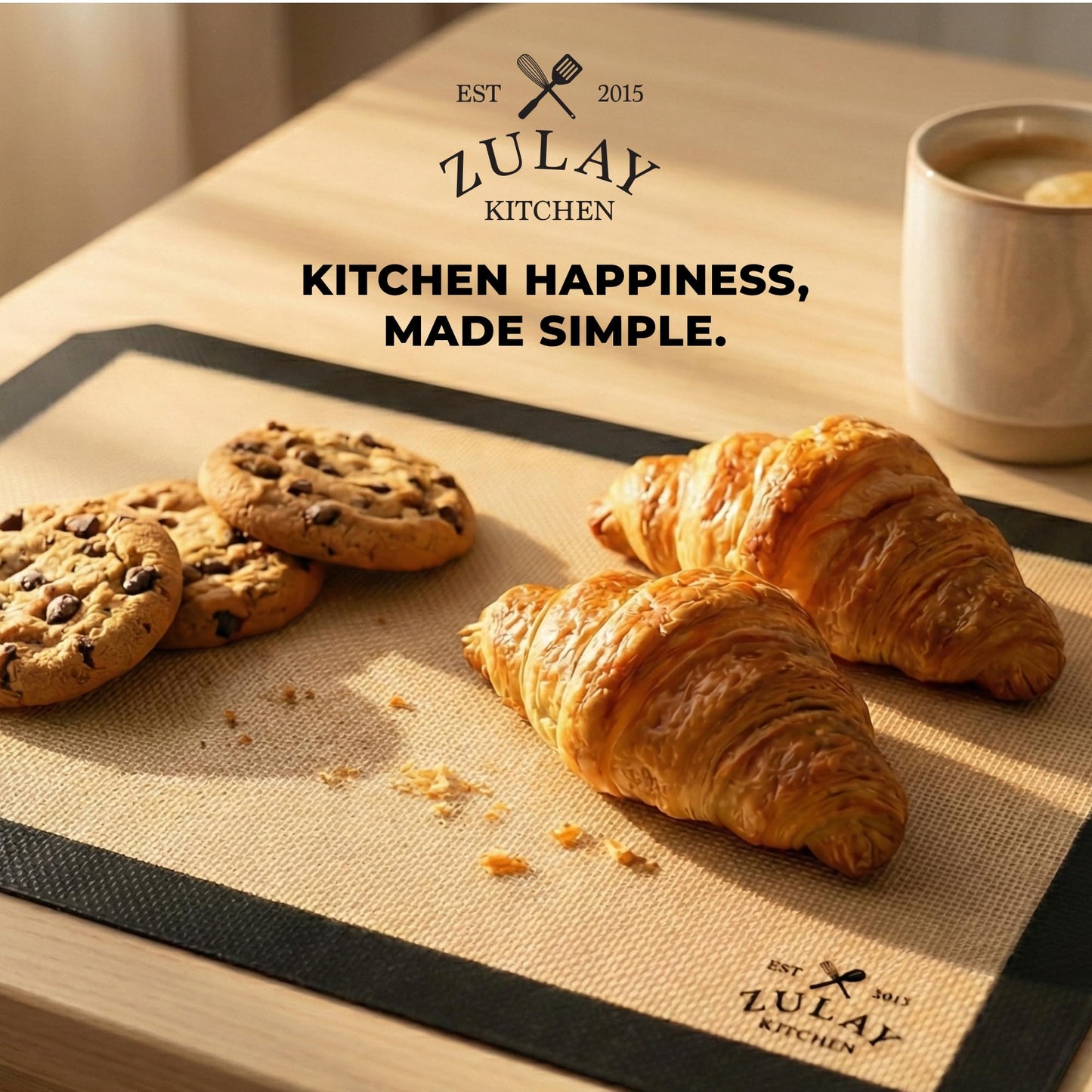 Zulay Kitchen Silicone Baking Mat 2 Pack – 16.5"×11.6" BPA-Free Reusable Baking Sheet, Heat Resistant 480°F – Non-Slip Border, Perfect for Cookies, Bread, Pastries & Oven Use - (Dark Gray)