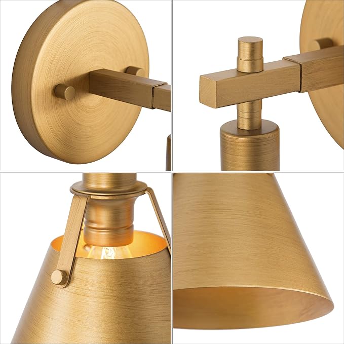 KSANA Antique Gold Wall Sconces Lighting Fixture, Modern Vintage Wall Mounted Lamp 1-Light for Bedroom, Bathroom, Living Room, Brass Finish