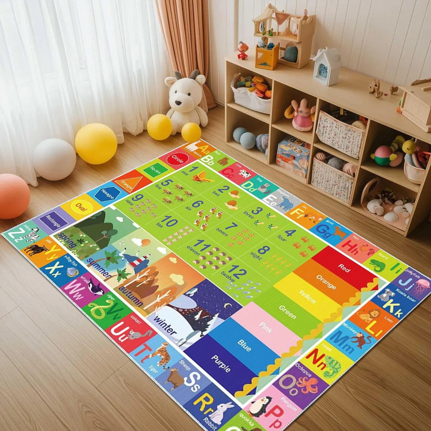 SXHYSM ABC Rug for Kids Playroom,Toddler Alphabet Mats Washable for Baby Area,Classroom,Play Room,Floor,Nursery(4×6ft /48×72in)