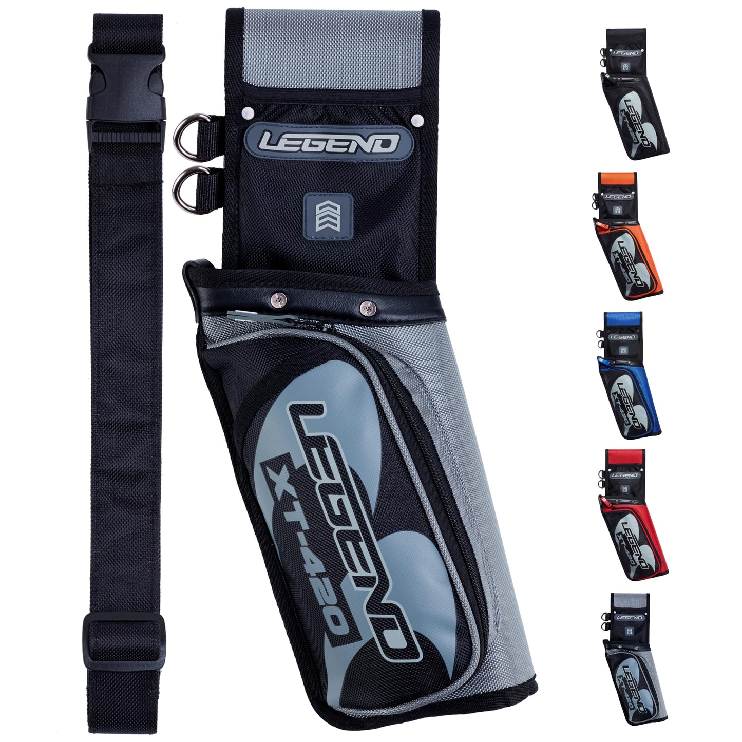 LEGEND XT420 Arrow Quiver - Quiver Arrow Holder, Archery Quiver with 3 Arrow Tube, Durable Nylon Hip Quivers with Multiple Pockets for Archery Accessories, Score Card & Tools - Right Handed,Army Green