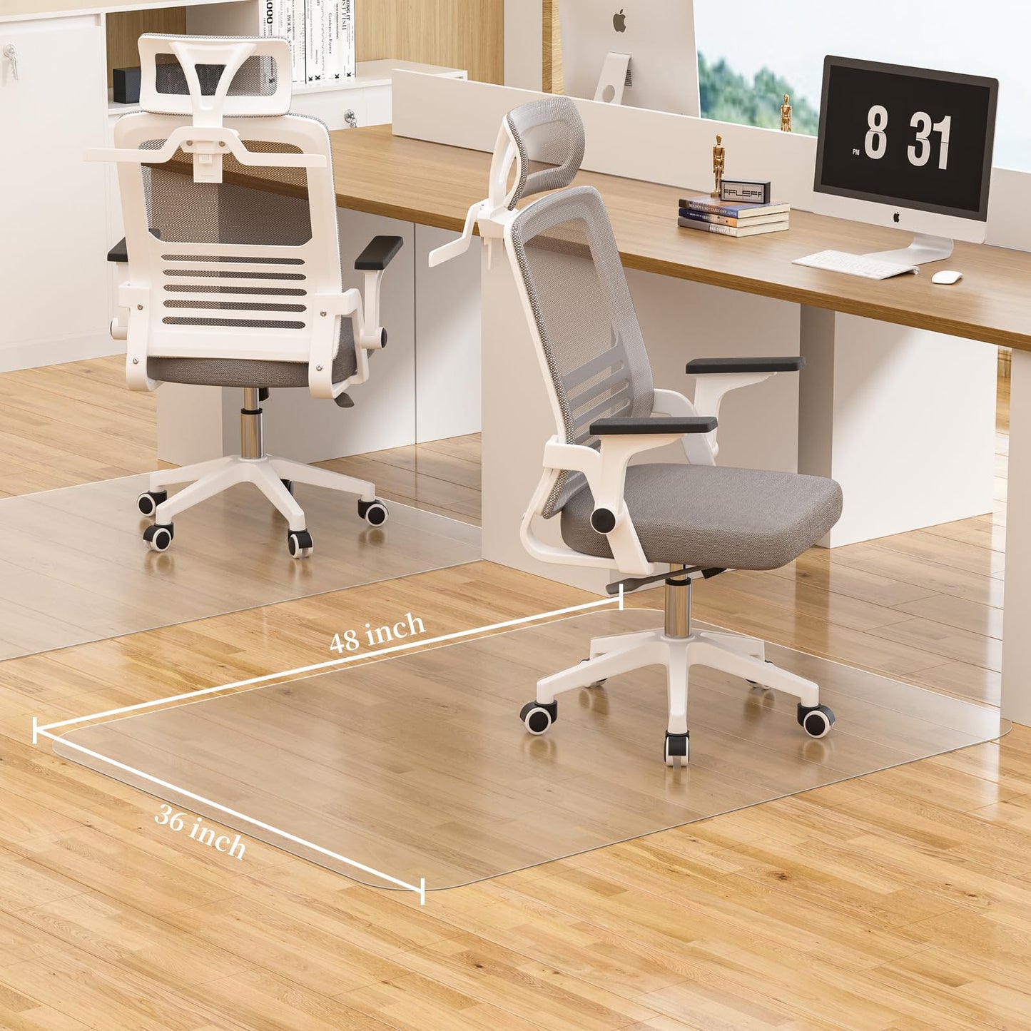 MESHDO Office Chair Mat for Hardwood Floor, 36" X 48" 2 Pack Chair Mat for Hard Floors, PVC Clear Floor Protector Rug Mat for Home and Office, Can't be Used on Carpet