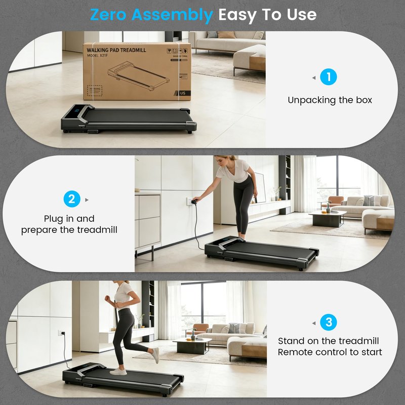 Walking Pad Treadmill for Home - Under Desk Walk Pads with Remote Control Mini Running Portable Electric Machine Adjustable Slim Compact with 0.6-4.0MPH Max up 220 Lbs Modes for Small Spaces Office