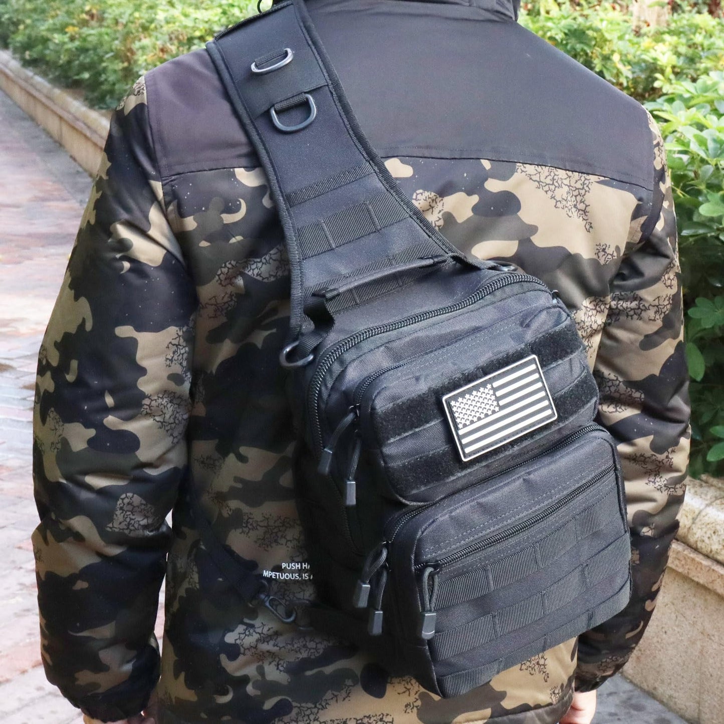 aYrap Tactical Sling Bag for men, Shoulder Backpack Molle Assault Range Bags Chest Pack Day Pack Crossbody Bag (Black)