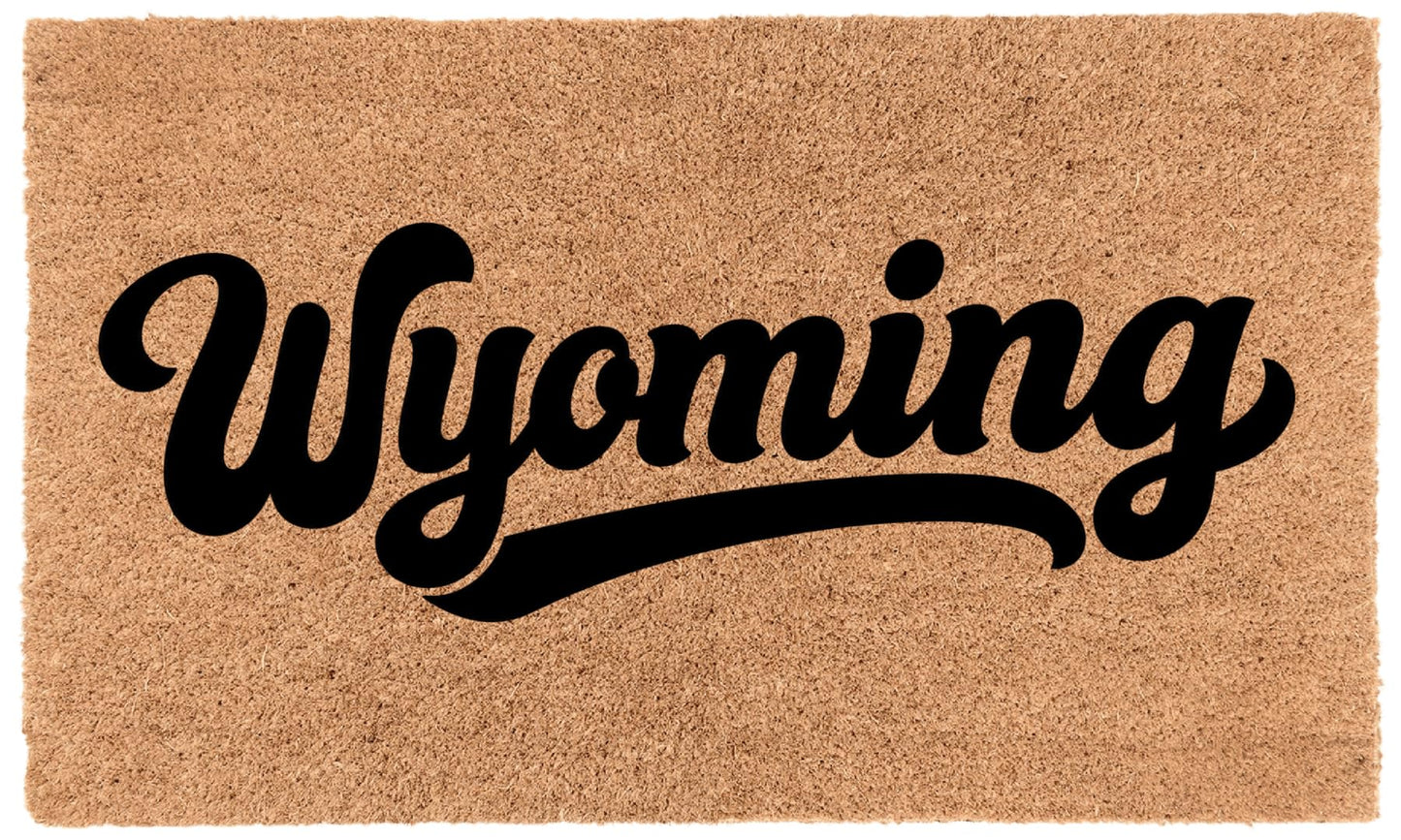 COCO MATS 'N MORE USA States Coir Doormat – Durable Natural Fiber Welcome Mat Outdoor for Every State Design, Stylish Front Door Mat, Heavy Duty Outdoor Doormat for Entryway| Wyoming | 14" X 22"