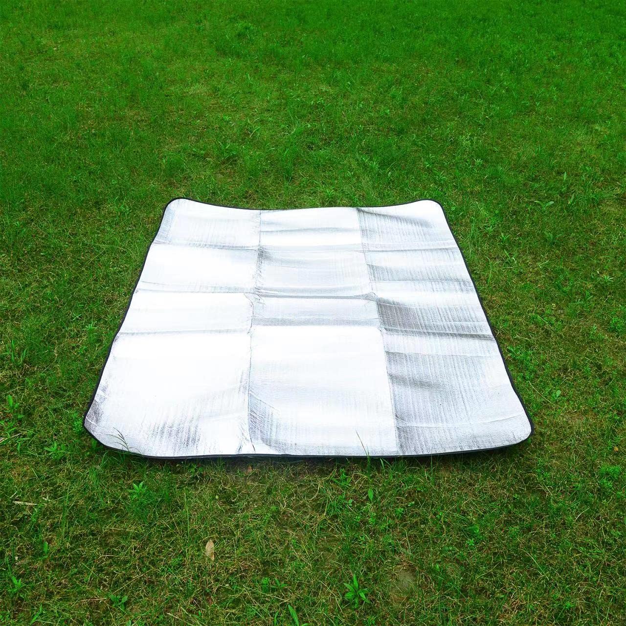 Wind Tour Outdoor Double-Sided Moisture-Proof Aluminum Foil Foam Pad Waterproof and Insulating Foil Mat Picnic Mat Camping Mat for Beach Tent and Camping (76.8 * 76.8")