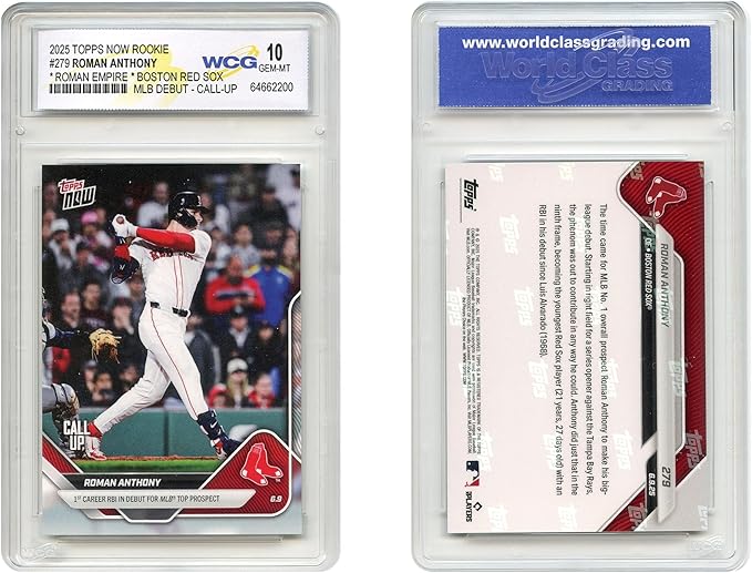 2025 Topps Now Roman Anthony Boston Red Sox #1 Baseball Prospect MLB Debut Rookie Card RC #279 - Graded GEM Mint 10