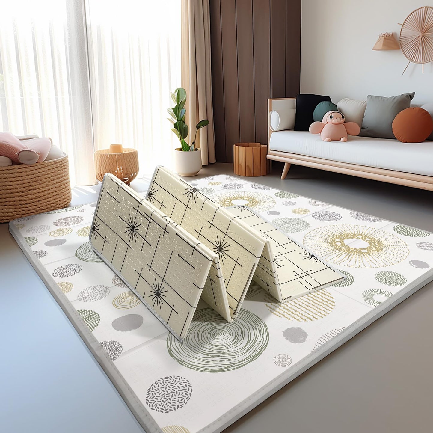 Extra Large Baby Play Mat 79x70, Foldable Baby Play Mat for Floor, Waterproof, Safe & Thick Playmats for Babies and Toddlers, Non-Slip Backing Safe for Crawling&Tummy Time, Indoor & Outdoor Use