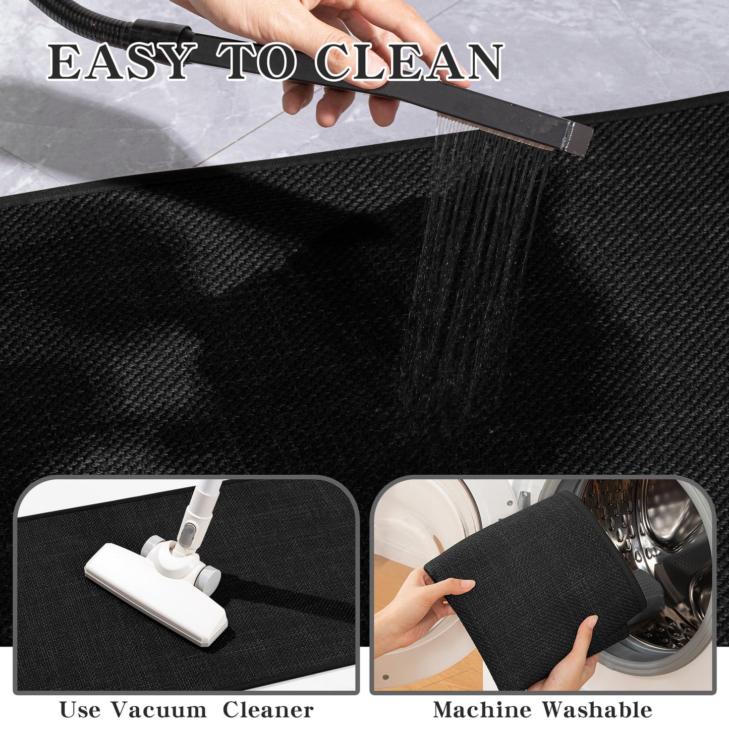 chakme Bathroom Rugs Mat U-Shaped 24x17, Ultra ThinNon Slip Bath Mat Small Quick Dry Absorbent Bath Matfor Bathroom Floor, (Black, U-24"x17")