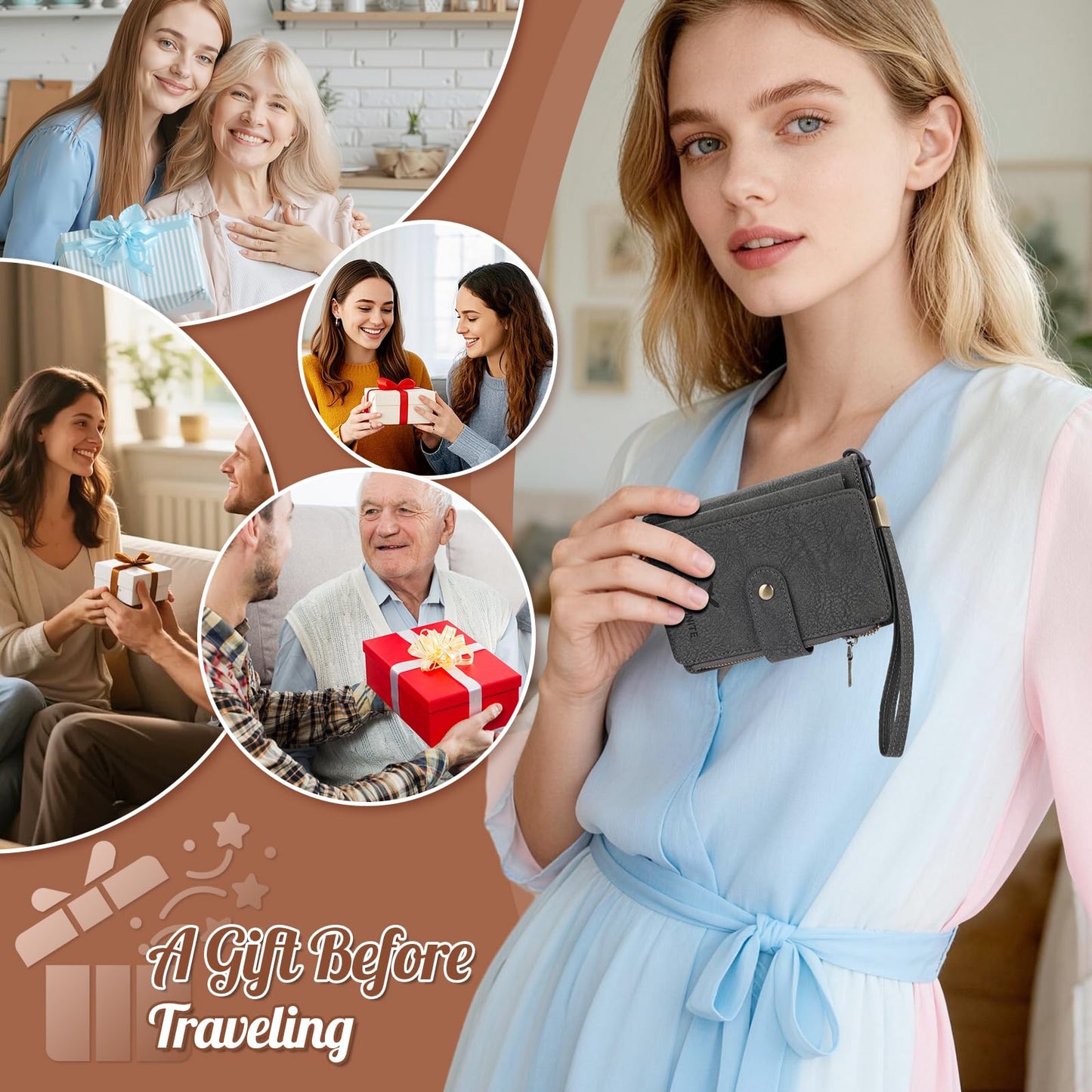 Likesing RFID Blocking Passport Book Holder, Leather Passport Holder for Women/Men, Cute Travel Wallets with Card & SIM Slots, Photo Pocket, Zippered Coin Cash Pocket Passports Cover(Black