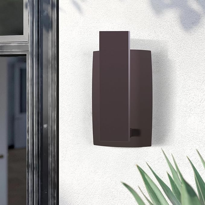 LamQee Modern Outdoor Wall Lights for House LED Integrated, Aluminum Outdoor Porch Light Fixture Wall Mount, 3000K 10W Exterior Wall Sconce Lighting Patio Front Door Garage Indoor, Brown