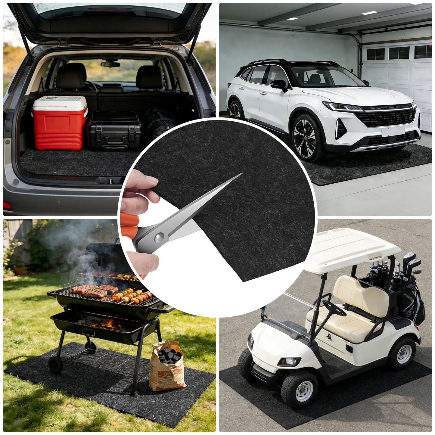COAGOU 2 Pack 36" x 60" 0.12" Thick Oil Spill Mat Garage Rubber Mats for Floor – Black Water & Oil-Absorbent, Non-Slip, Easy to Clean, Reusable & Cut-to-Fit Mat for Oil Pan, Car, Motorcycle, Driveway