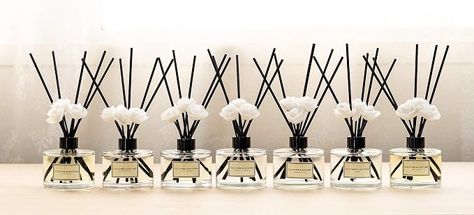 CULTURE & NATURE Reed Diffuser Set 6.7oz (200ml) Vanilla Scented Diffuser with Sticks Home Fragrance Reed Diffuser for Bathroom Shelf Decor