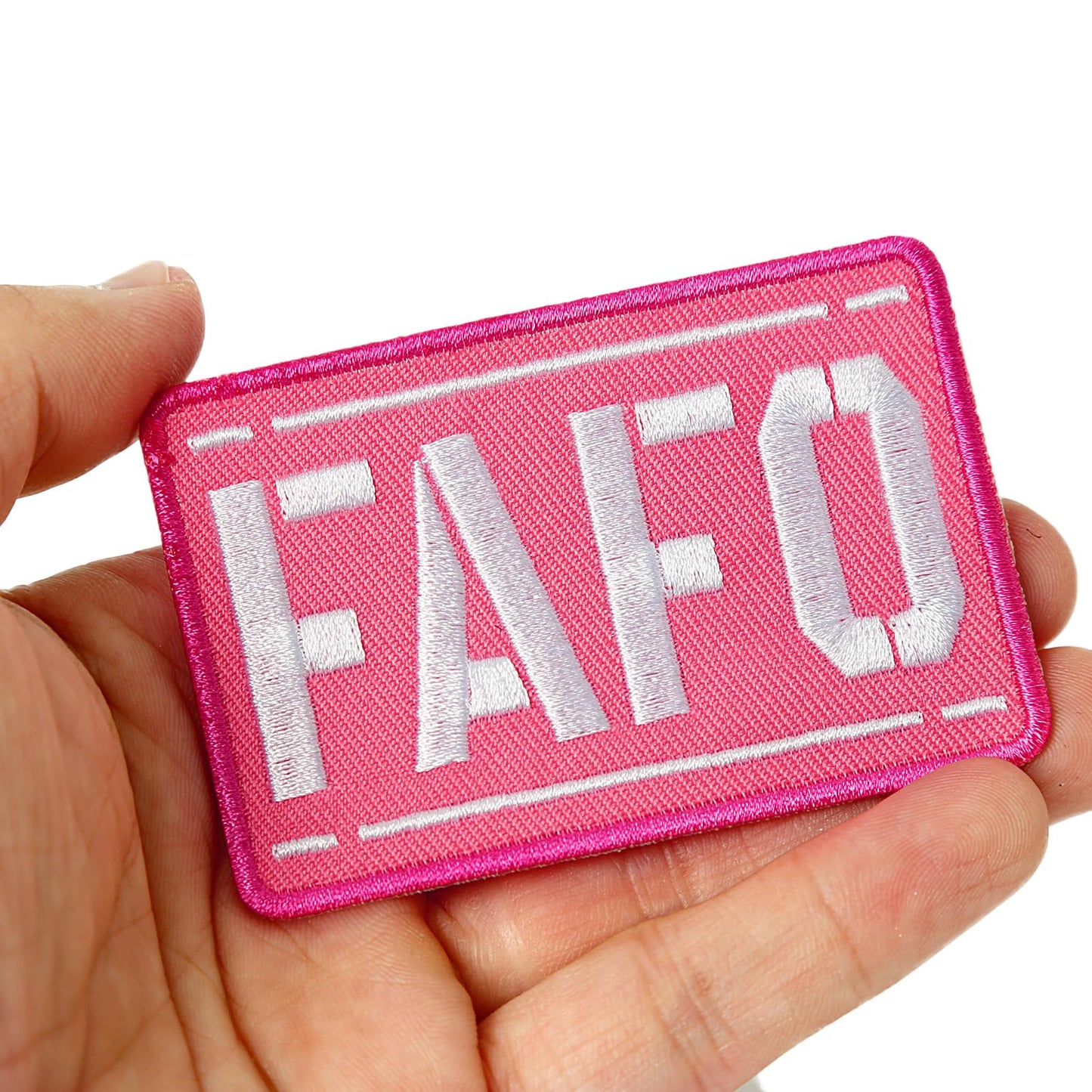 XMJY Pink Hook and Loop Patches - Fuck Around and Find Out Patch, Funny Embroidered Meme Patch, FAFO Patch for Backpacks, Dog Harnesses, Army Vests, Jackets, Jeans, Hats, Helmets