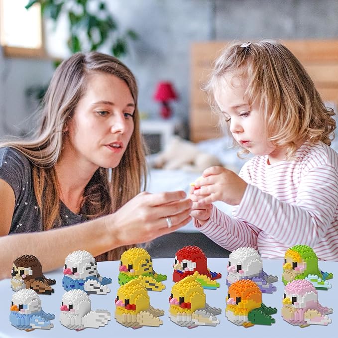 Parrots Micro Mini Building Block Sets Birthday Gift for Kids Animals Buildling Model Kits Mini Bricks Birds Series Toys for Kids(12 Boxes)