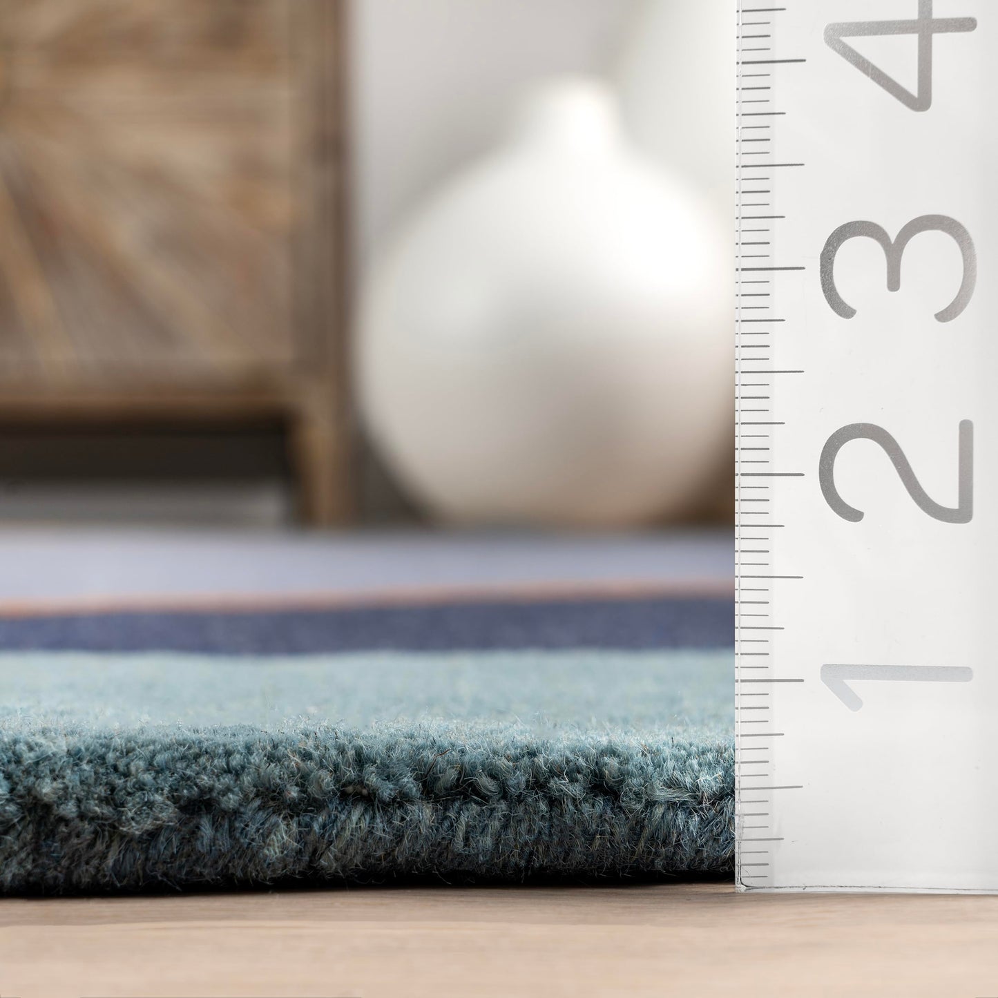 Rugs USA Greenwich Blue Multicolor/Multicolor, 4' x 6', Handmade, Abstract, Wool, Soft and Cozy, High Traffic, Stain Resistant, Easy Clean, Durable Area Rug for Bedroom, Living Room, Dining, Den