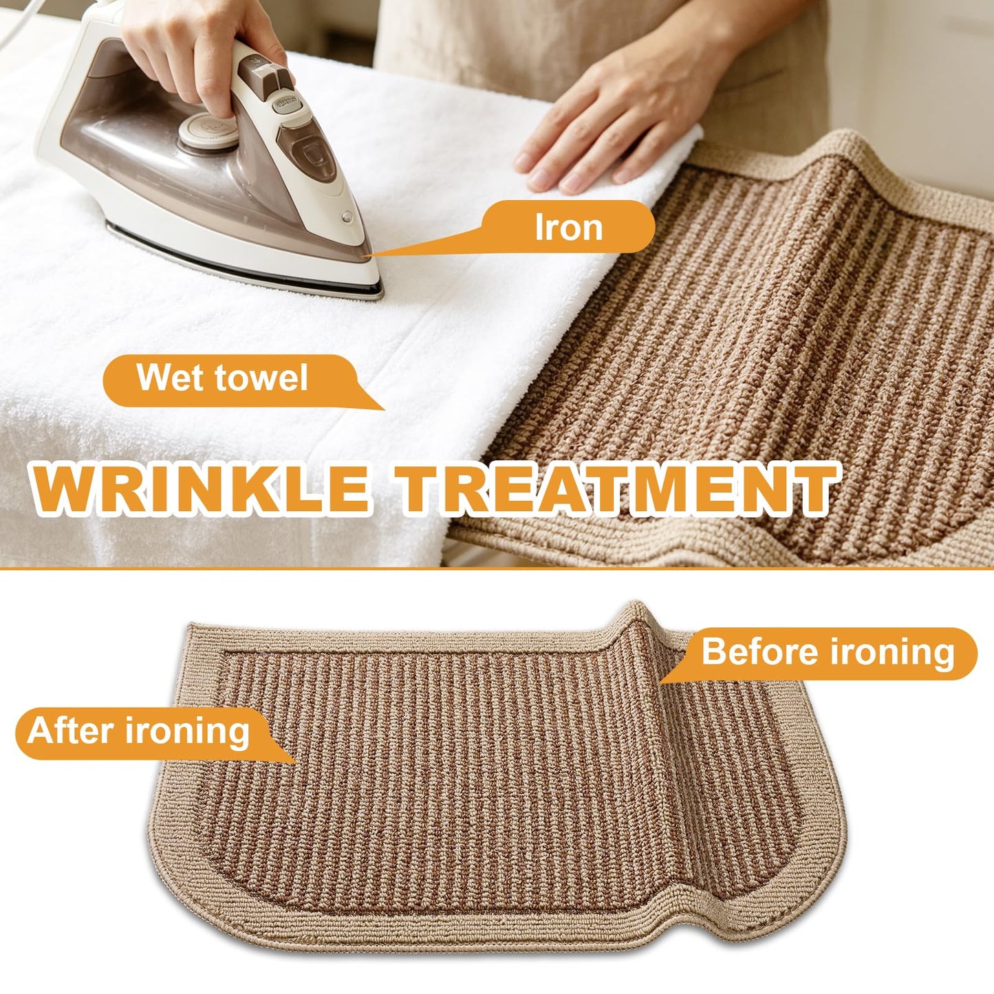 IGTXJORH Kitchen Rugs Set of 2, Non Slip Absorbent Washable Floor Mats Kitchen Runner Rugs, Half Moon Standing Runner Rug for Kitchen Sink and Laundry, 20"x32" + 20"x48", Brown