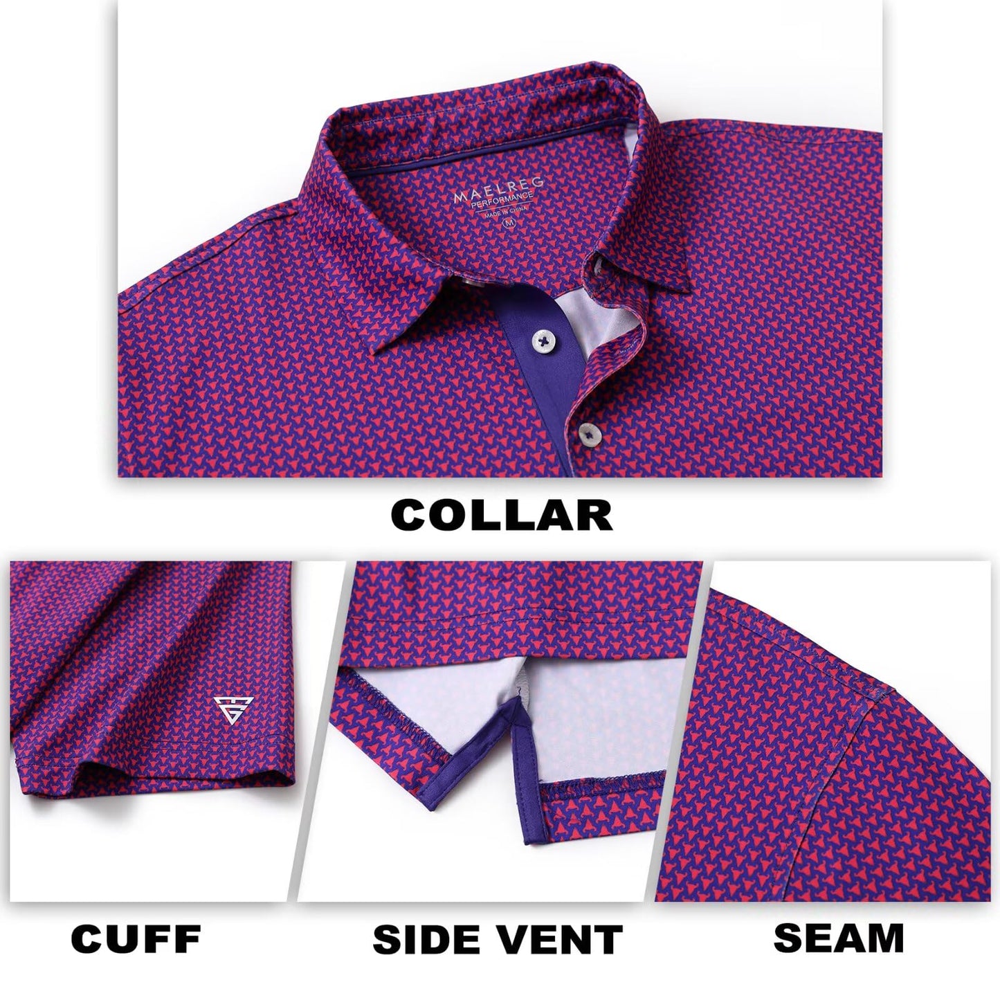 M MAELREG Golf Shirts for Men Dry Fit Print Patterns Performance Moisture Wicking Mens Polo Shirts Short Sleeve