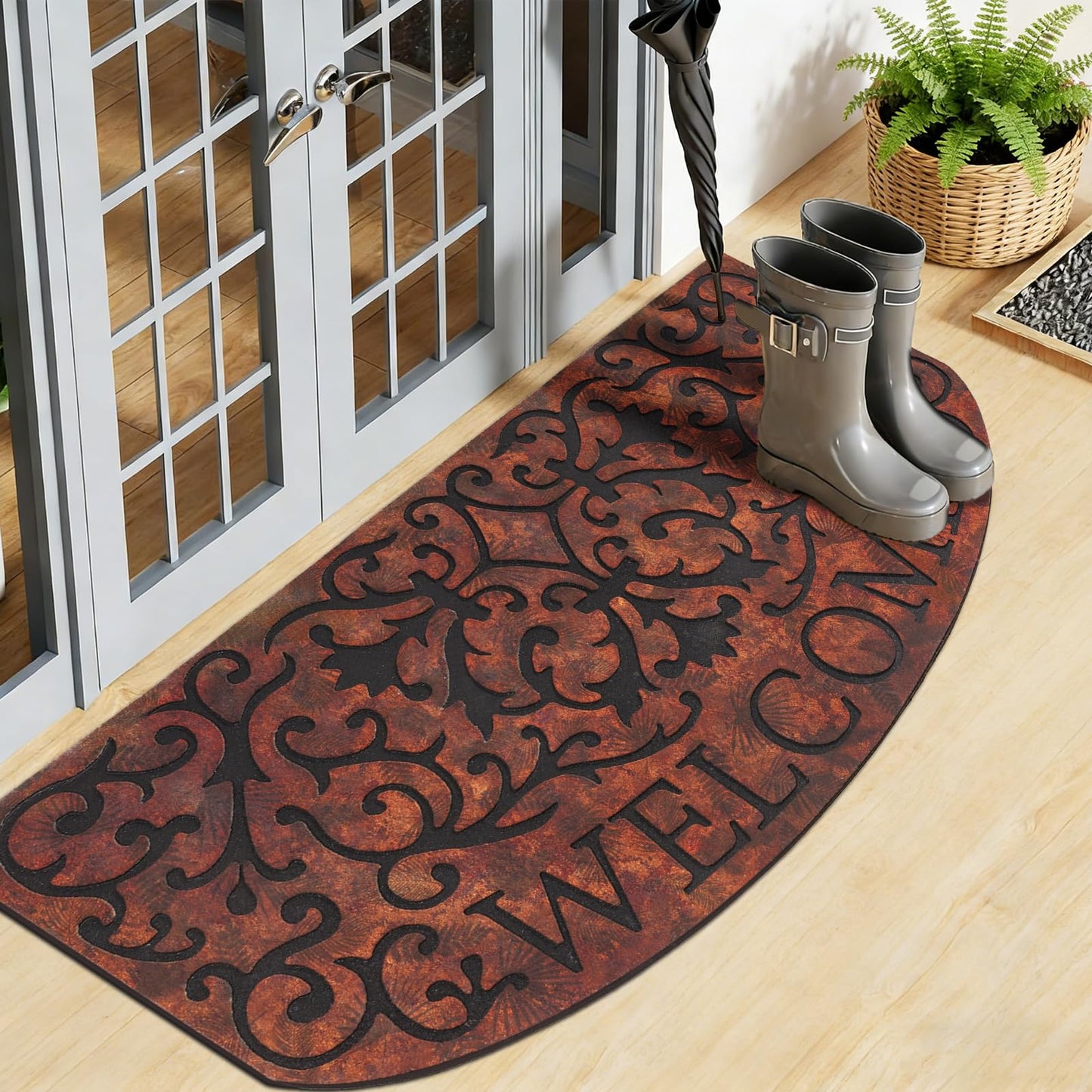 MTOUOCK Large 47"x 22" Heavy Duty Welcome Mats Outdoor with Non-Slip Rubber Backing - Durable Outdoor Door Mat for Front Door Entrance, Garage, Patio & High Traffic Areas(Welcome Mat Style 2)