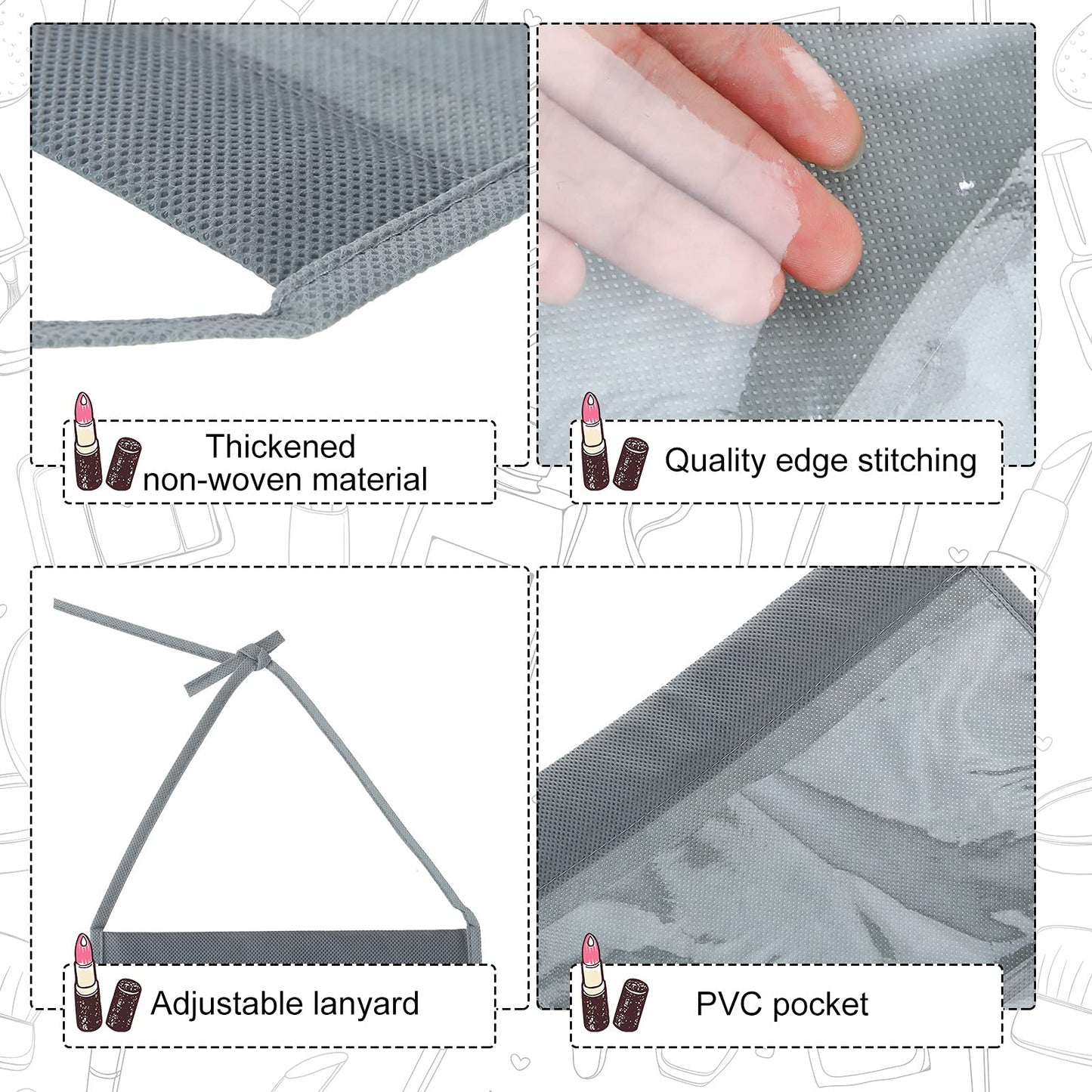 Shappy 2 Pcs Headband Organizer for Women Hanging Headband Holder with 16 Clear Pockets Headphone Storage Classroom for Cell Phones Calculator Hair Accessory(8.7 inches,Gray)