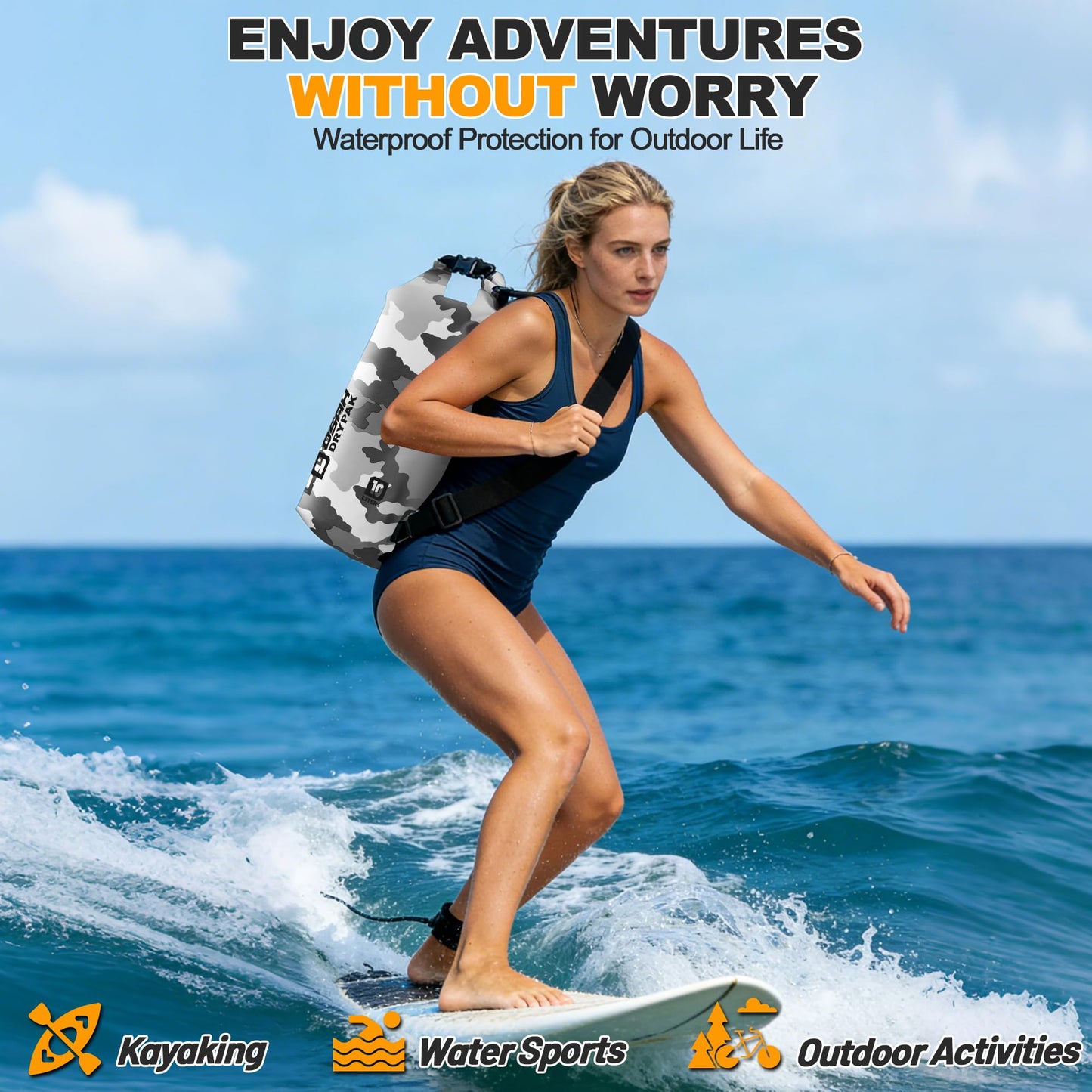 Waterproof Dry Bag, 5L/10L/20L/30L/40L Roll Top Lightweight Storage Backpack with Phone Case for Women & Men, Floating Waterproof Sack for Travel, Swimming, Kayaking, Paddle Board, Camping & Beach