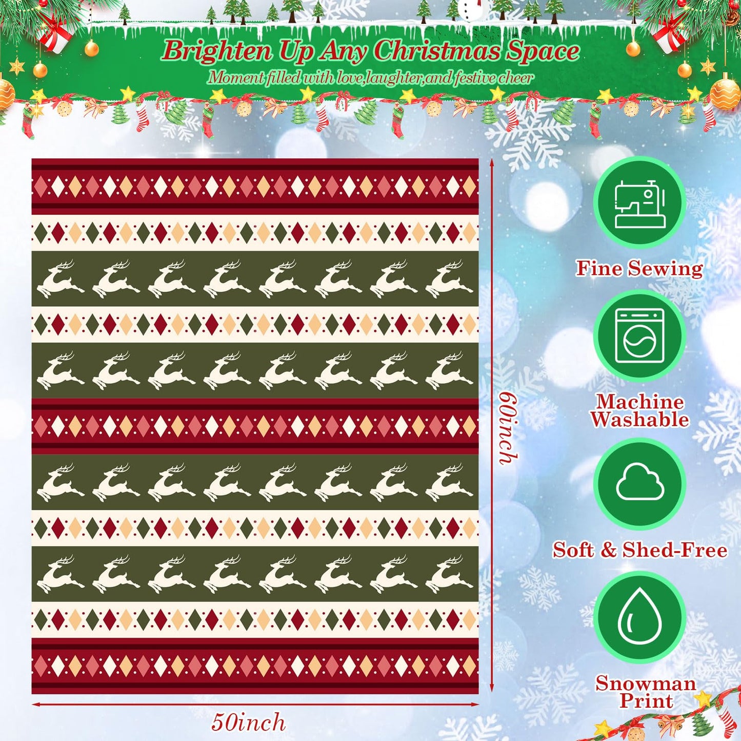 Preboun 6 Pcs 50 x 60 Inch Fleece Throw Blanket Bulk Printed Warm Throw Blanket for Couch Winter Travel Wedding Decorations Gifts (Christmas)