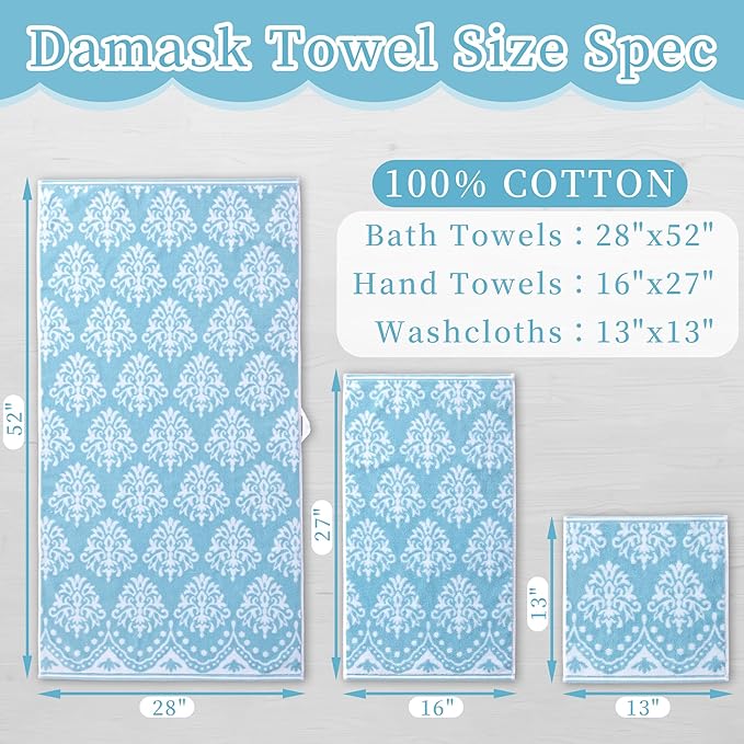 Hand Towels for Bathroom, Bath Hand Towel Set of 4, Jacquard Decorative Hand