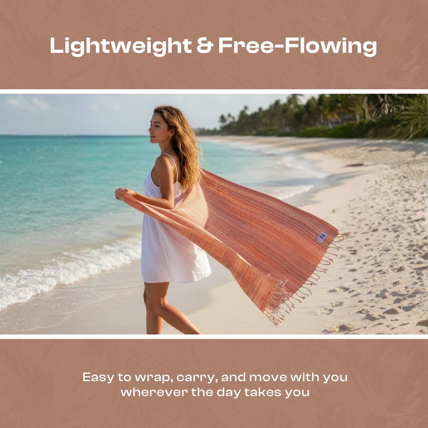 Refinery No. 1 Turkish Beach Towel, Oversized Quick Dry Lightweight, Sand Free, Pool and Swim Towel (Orange)