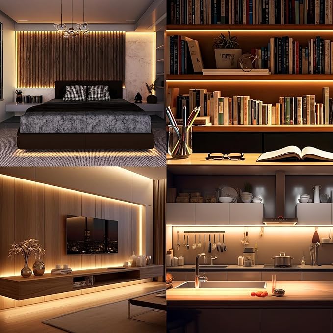 3.28FT/1M COB LED Strip Light 3000K Warm White High Lumen Dimmable Strip Paired USB Suitable for Bedroom Cabinets