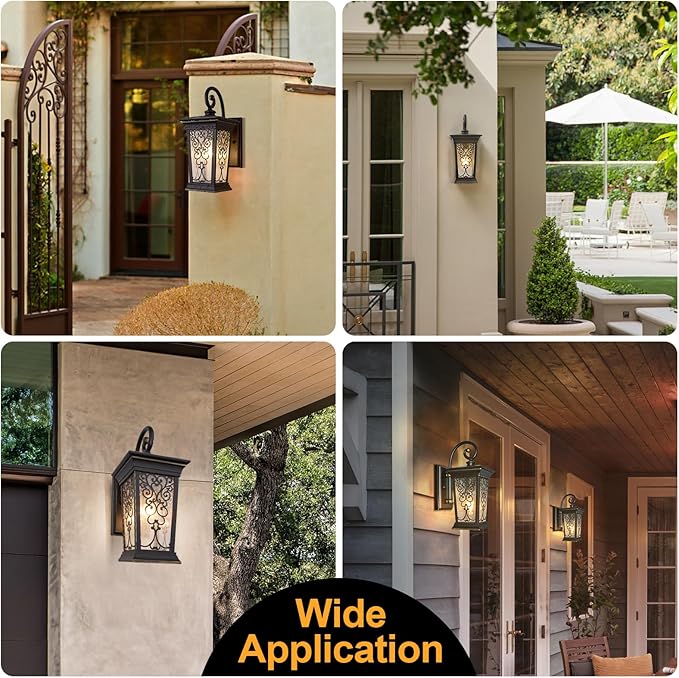 ALVIME Outdoor Wall Light Fixtures, Exterior Lighting Fixtures, Waterproof Porch Sconce, Outside Patio Lanterns for Entryway, House Front Door, Farmhouse, Balcony&Garage, E26 Base&Clear Seeded Glass