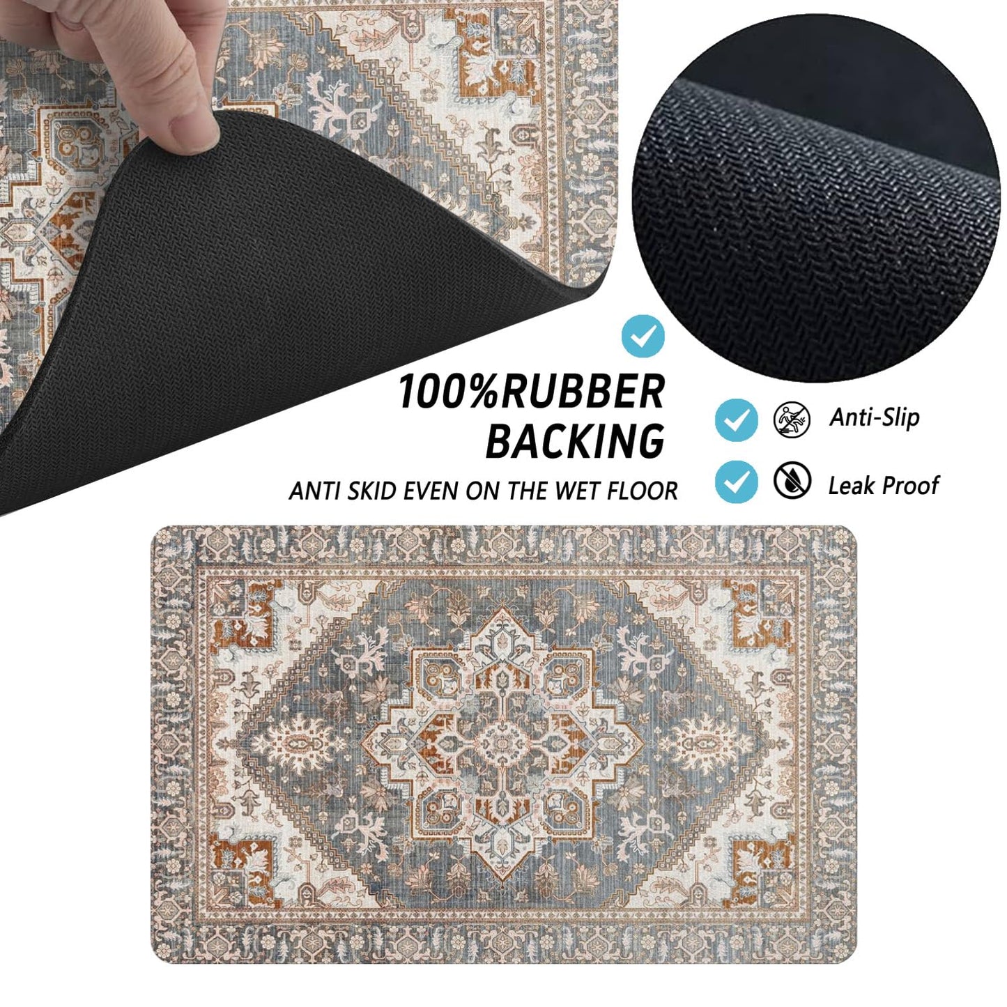 Dog Food Mats for Floors, Absorbent and Quick-Drying Pet Cat Food Mat,Anti-Fouling and Easy-to-Clean Pet Feeding Mat,Dog Bowl Mat for Messy Drinking Water Bowls.12 x20, Bohemia Style