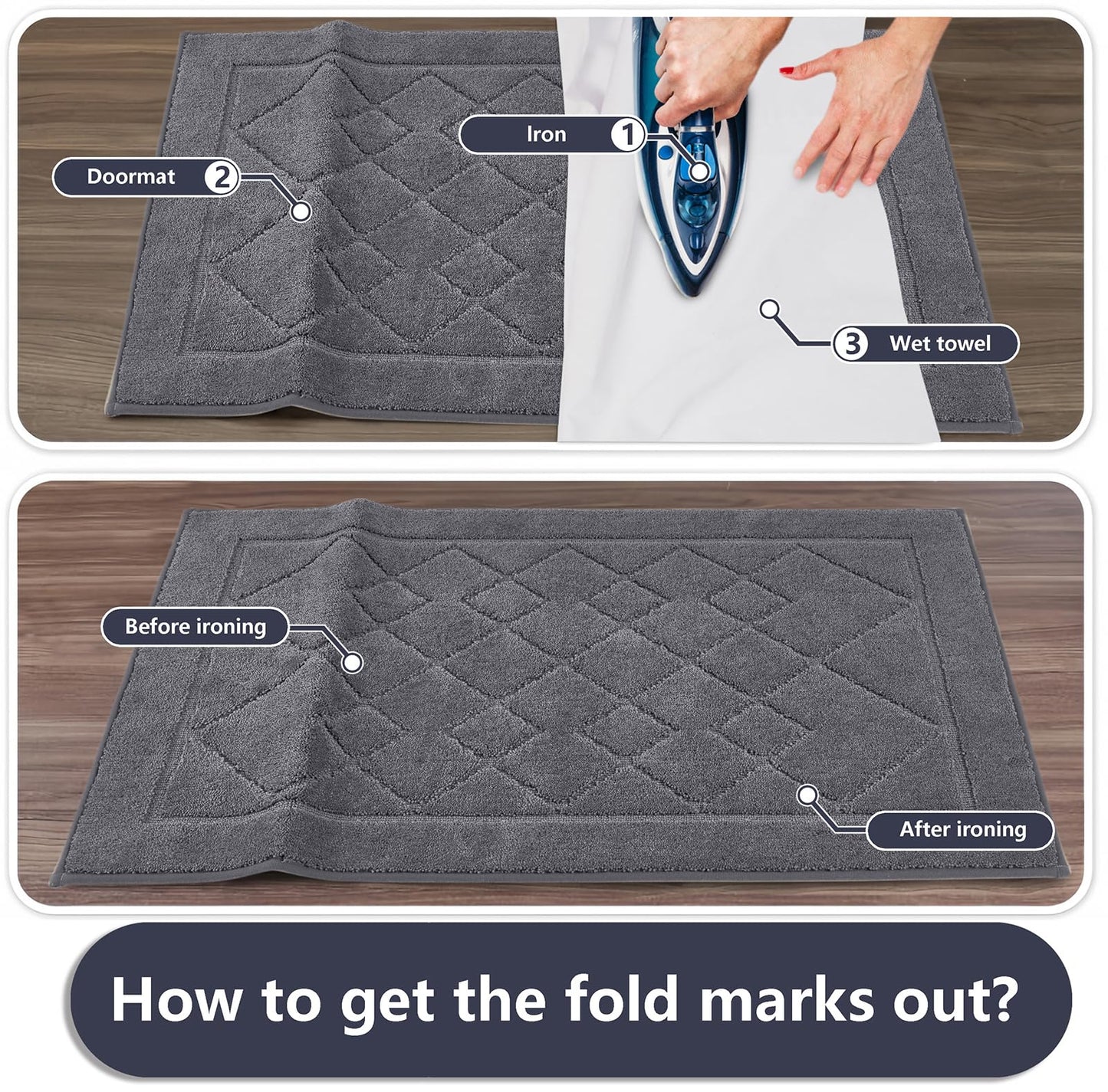 REFETONE Dirt Trapper Door Mat 20" x 32", Washable Indoor Doormat Rubber Backing Non Slip, Resist Dirt and Absorbent Entrance Mat, Low Profile Inside Floor Mats for Front Back Door and Entryway, Grey